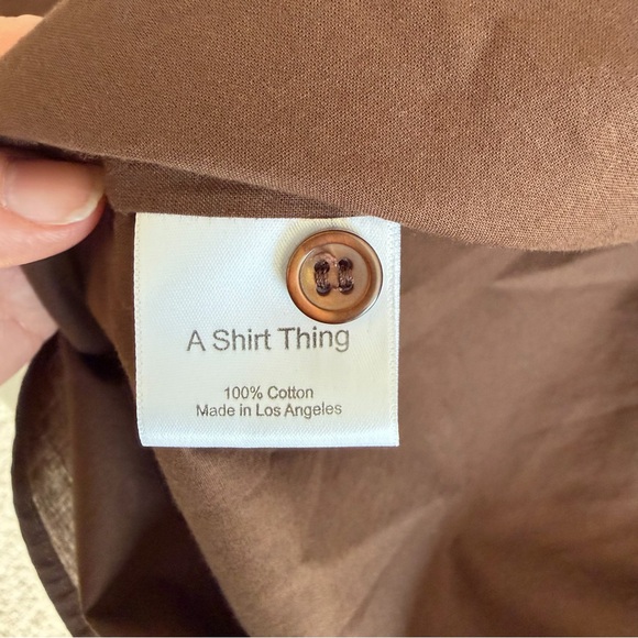 A Shirt Thing "Celeste" Cabo Chocolate Cotton Long Sleeve Popover Blouse Top - Picture 11 of 14